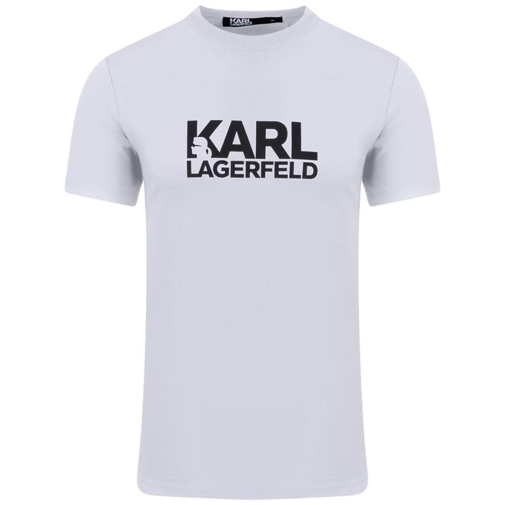 KARL LAGERFELD ROUND NECK CENTRED MAXI-LOGO MEN WHITE T-SHIRT 